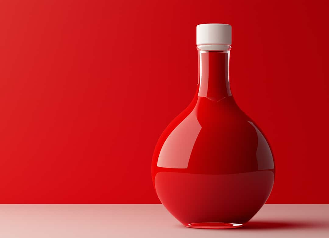 red sauce container on red background